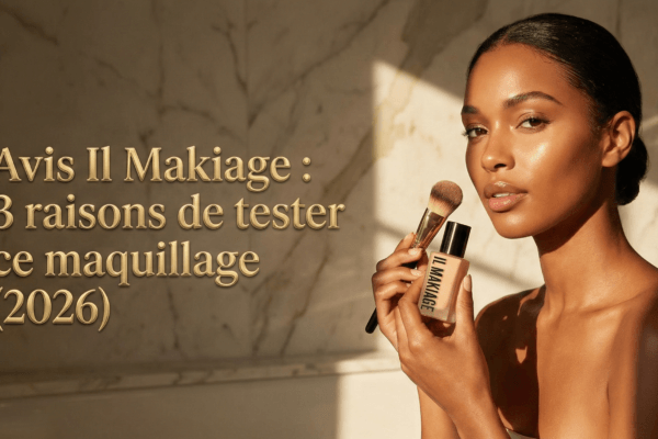 Modèle présentant un flacon de fond de teint de la marque Il Makiage