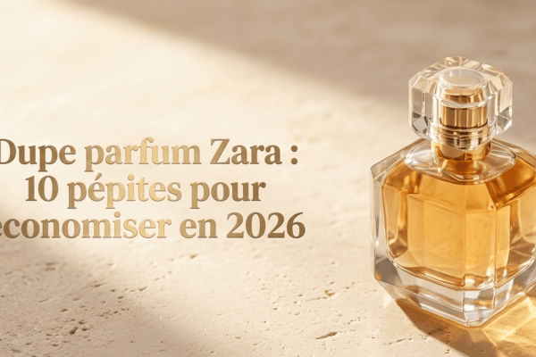 Flacon de parfum doré élégant illustrant les dupes de parfums