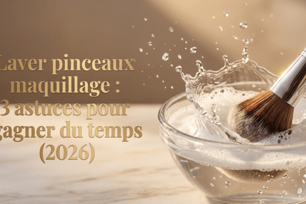 Nettoyage d'un pinceau de maquillage dans un bol d'eau savonneuse