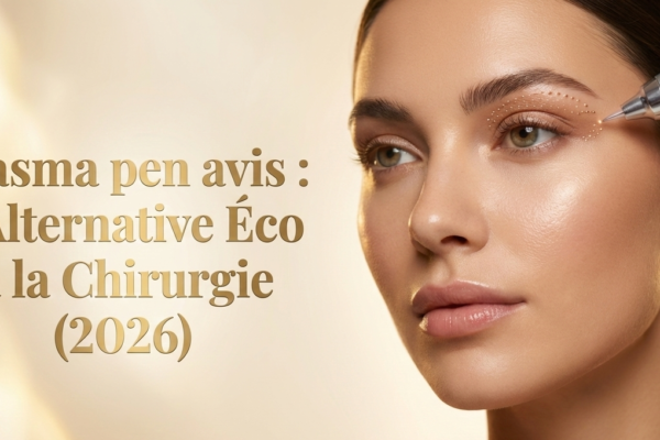 Femme recevant un soin des paupières et texte : Plasma pen avis, 1 Alternative Éco à la Chirurgie (2026)