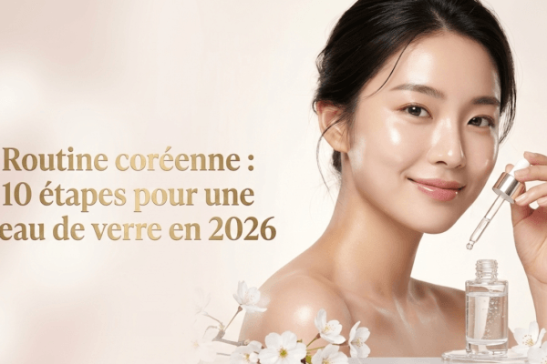 Femme à la peau éclatante illustrant la routine beauté coréenne