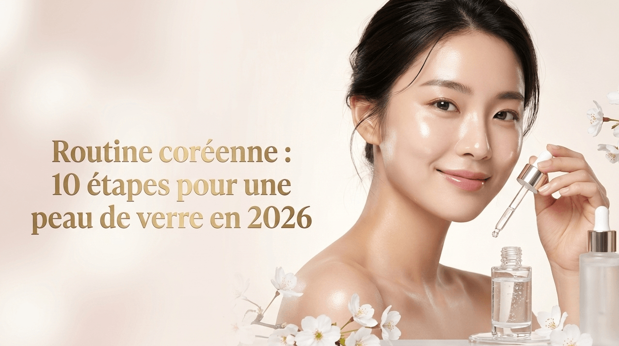 Femme à la peau éclatante illustrant la routine beauté coréenne