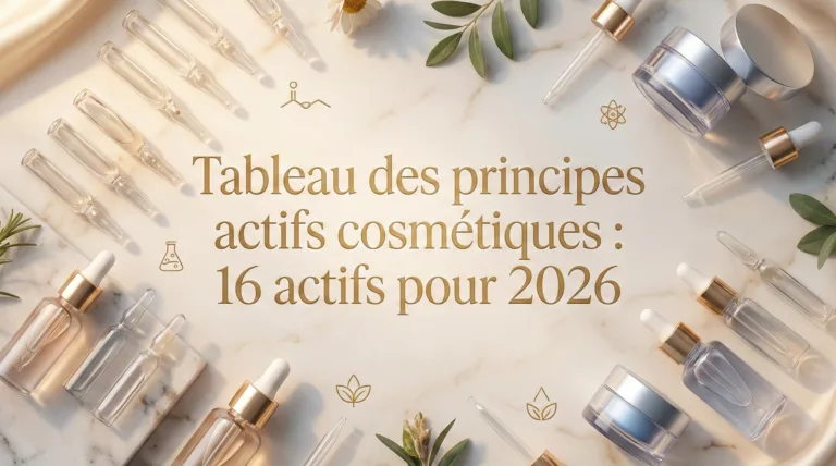 Tableau des principes actifs cosmétiques : 16 actifs pour 2026