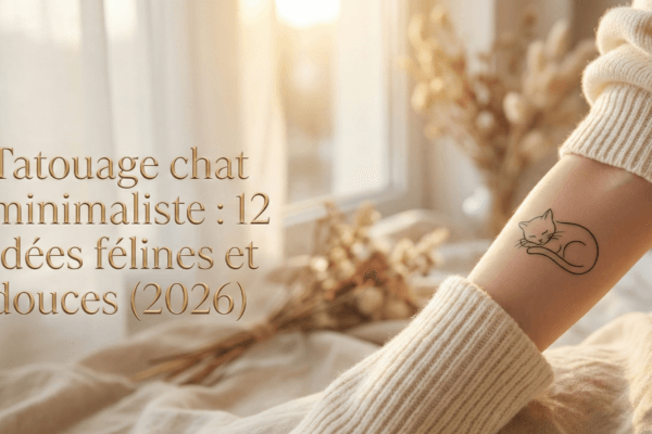 Avant-bras orné d'un tatouage de chat minimaliste aux traits fins, exemple d'idée de motif félin.