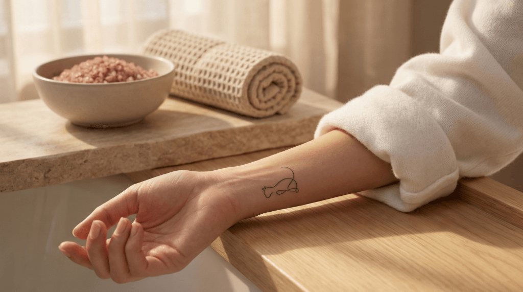 Tatouage chat minimaliste