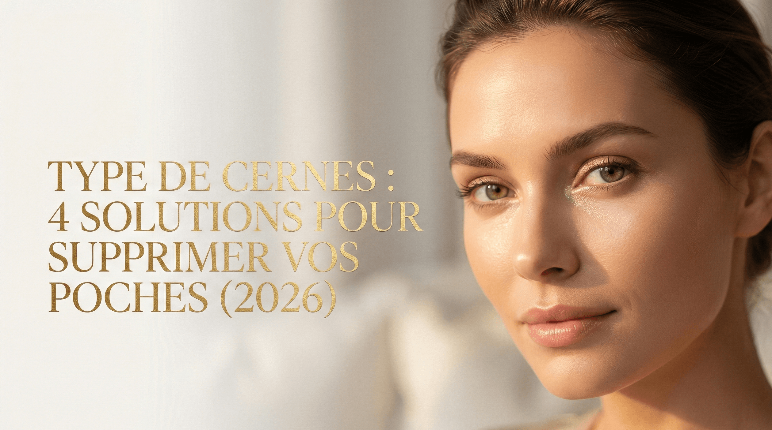 Gros plan sur le regard frais d'une femme illustrant le traitement des cernes