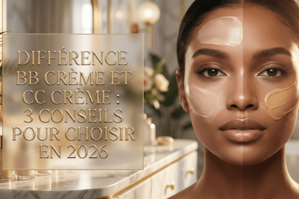 Visage de femme avec touches de crème teintée comparant BB crème et CC crème