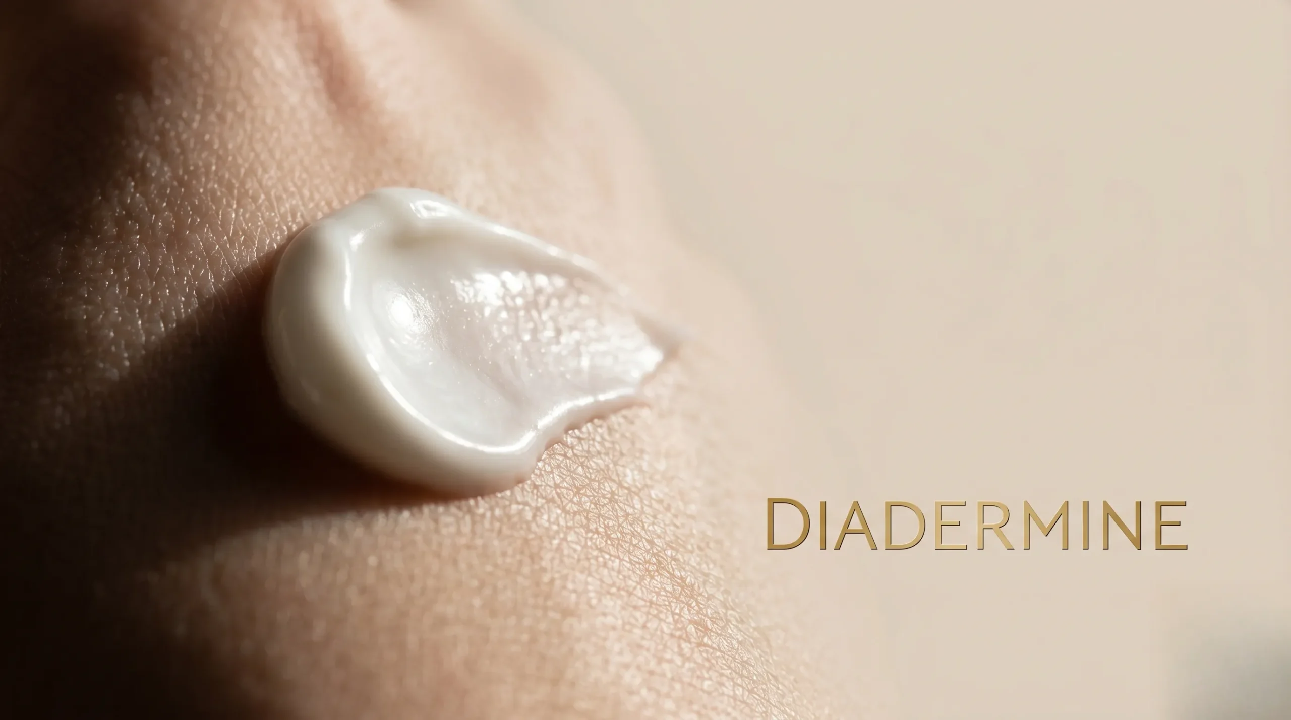 Détail macro d'une texture crème Diadermine pour un avis d'expert dermatologue.