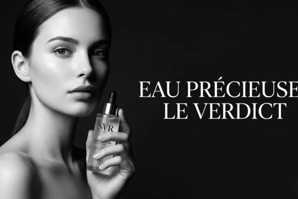 Portrait studio d'une peau nette pour l'avis dermatologue sur l'Eau Précieuse.
