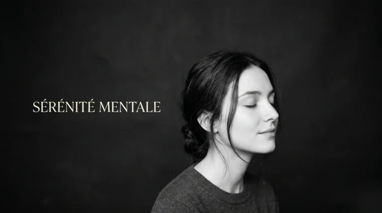 Visage serein en gros plan illustrant le calme mental face à l'anxiété.