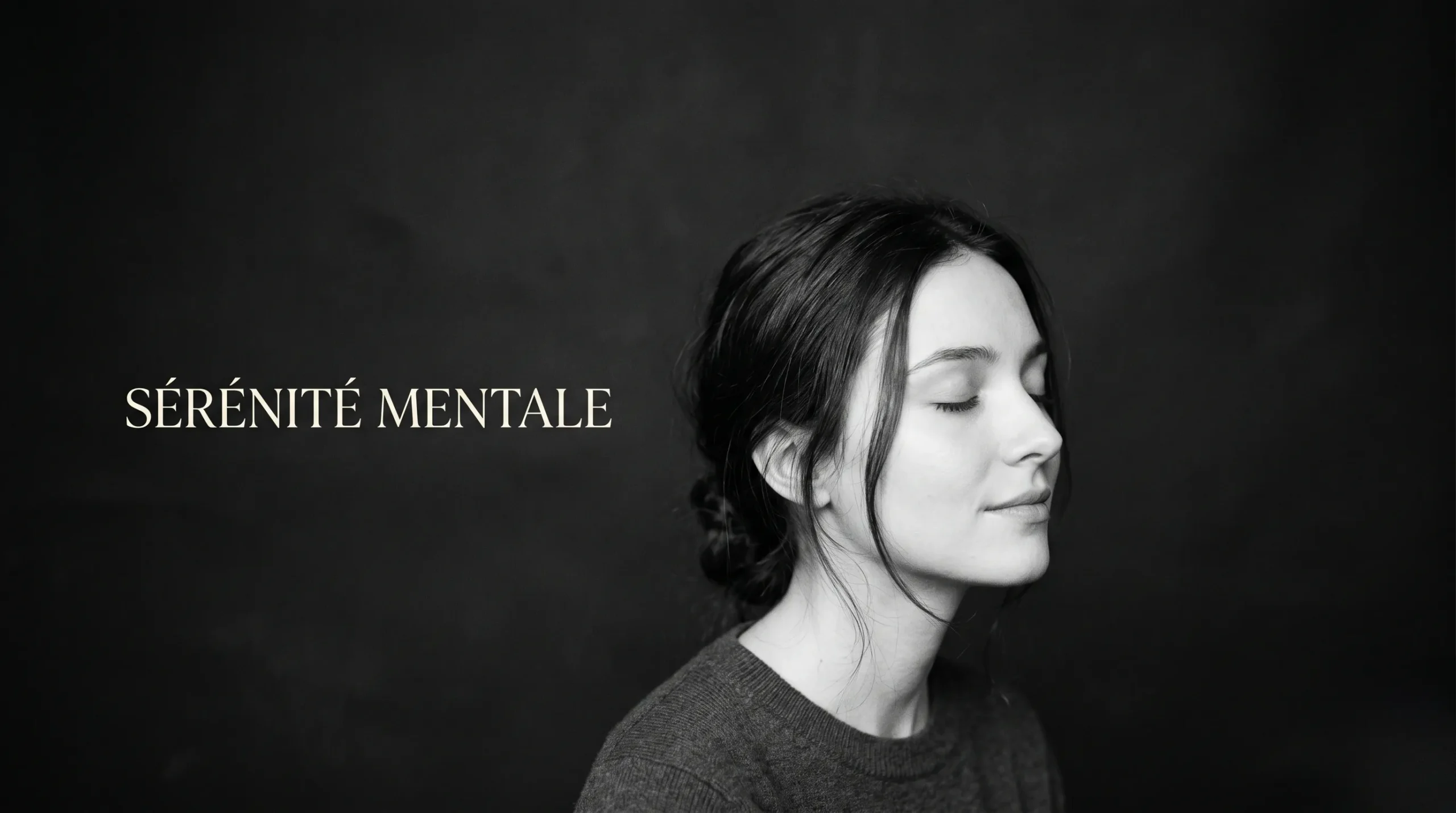 Visage serein en gros plan illustrant le calme mental face à l'anxiété.