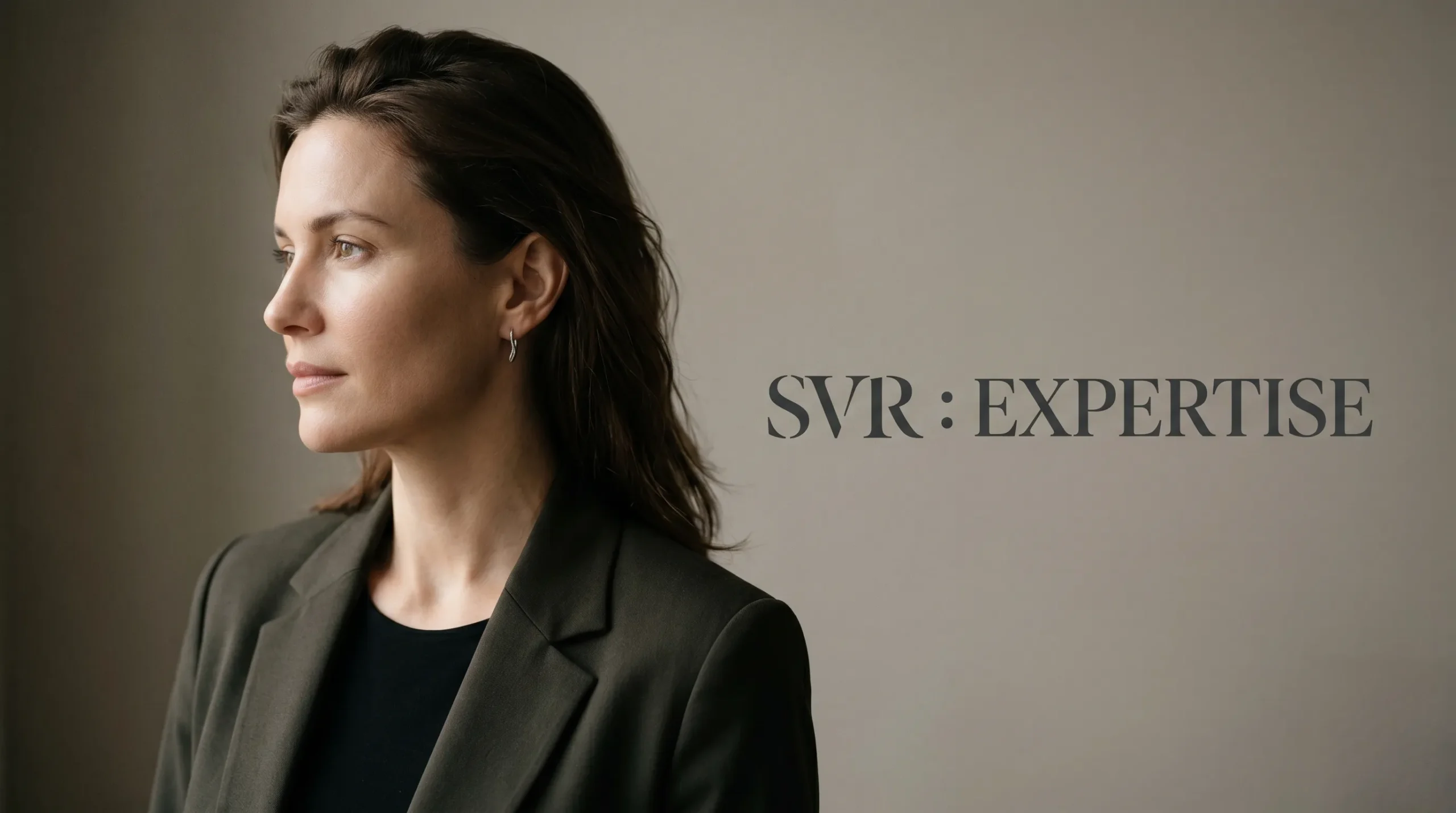 Photographie de mode sophistiquée mettant en avant l'expertise dermatologique SVR.