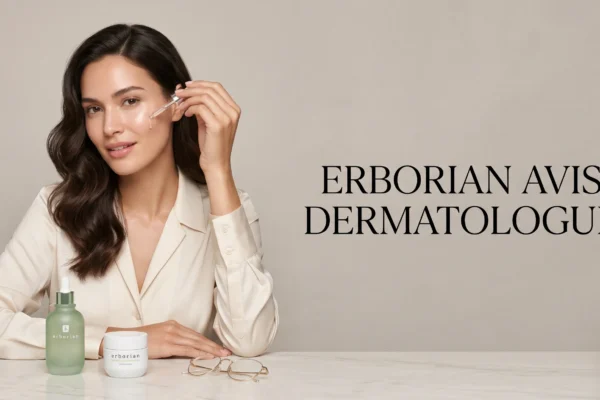 Portrait beauté mettant en avant un teint parfait grâce à des soins experts.