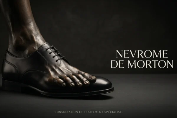 Image éditoriale élégante montrant une chaussure de luxe pour soulager le névrome de Morton.