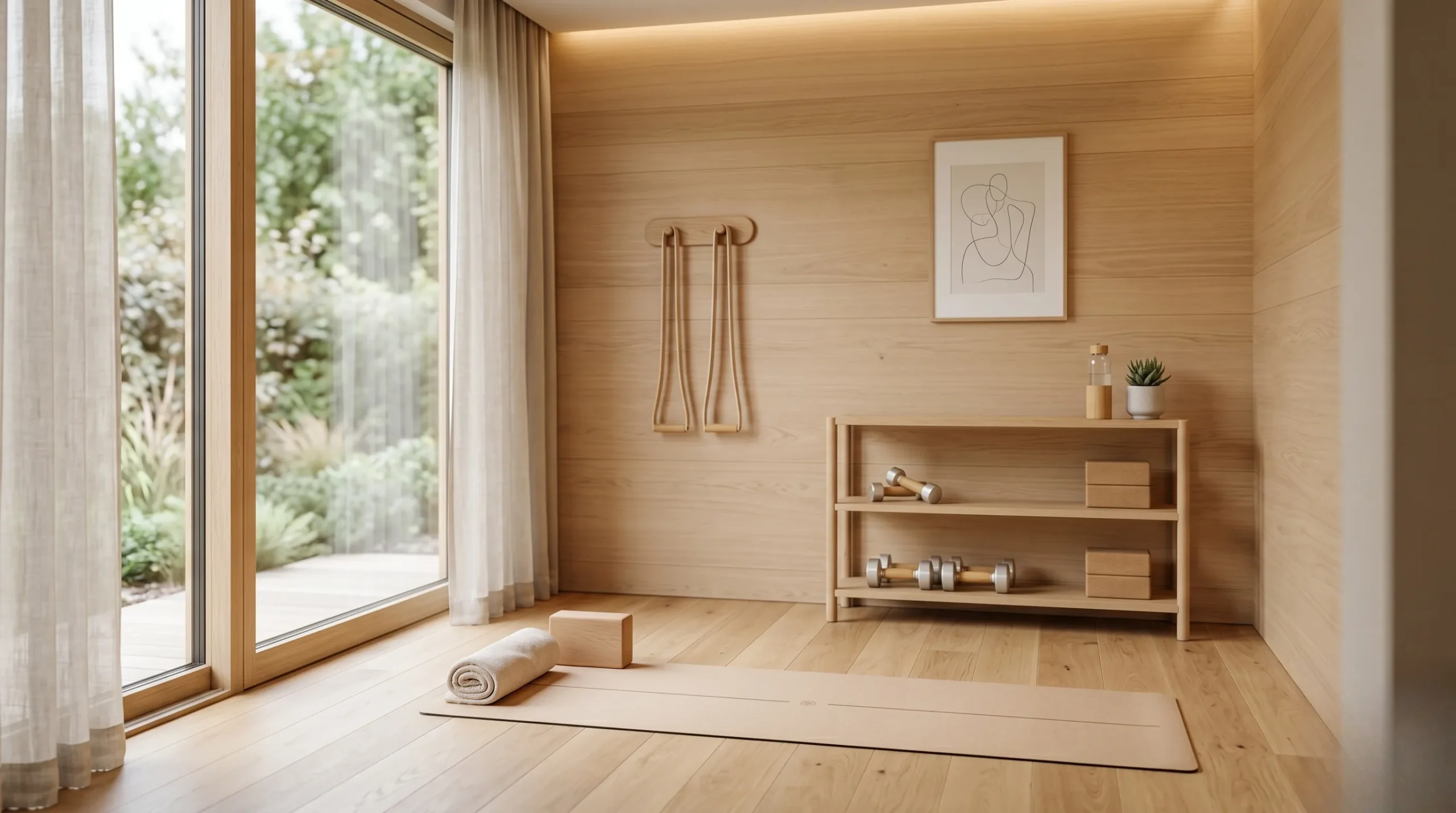 Espace de fitness minimaliste et luxueux pour un entraînement à domicile. Perdre des cuisses en 1 semaine