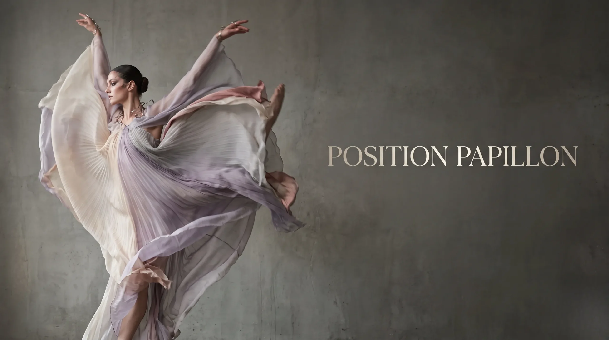 Mouvement artistique et élégant symbolisant la position du papillon