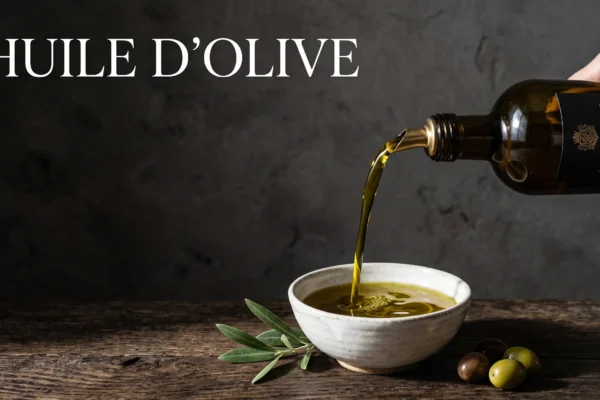 Huile d'olive haut de gamme mise en scène pour une dégustation saine