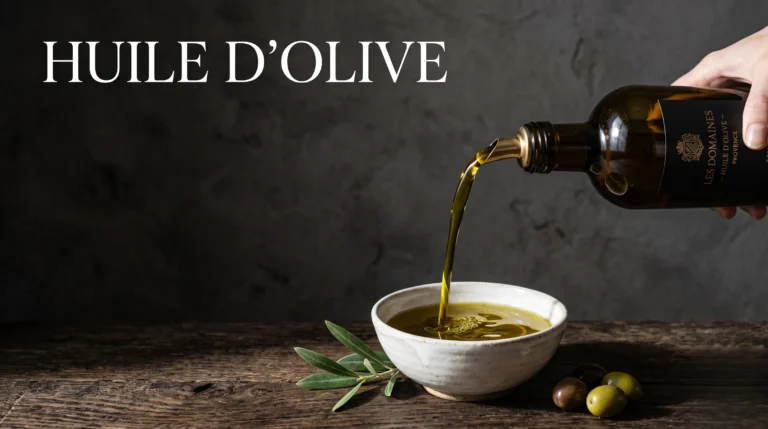 Huile d'olive haut de gamme mise en scène pour une dégustation saine