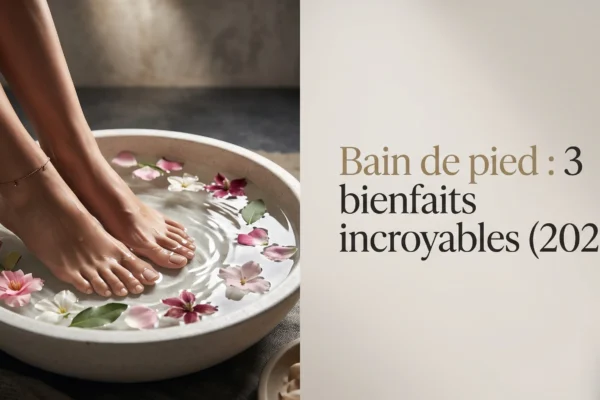 Eau cristalline et pétales délicats mis en scène pour illustrer les vertus d'un bain de pied