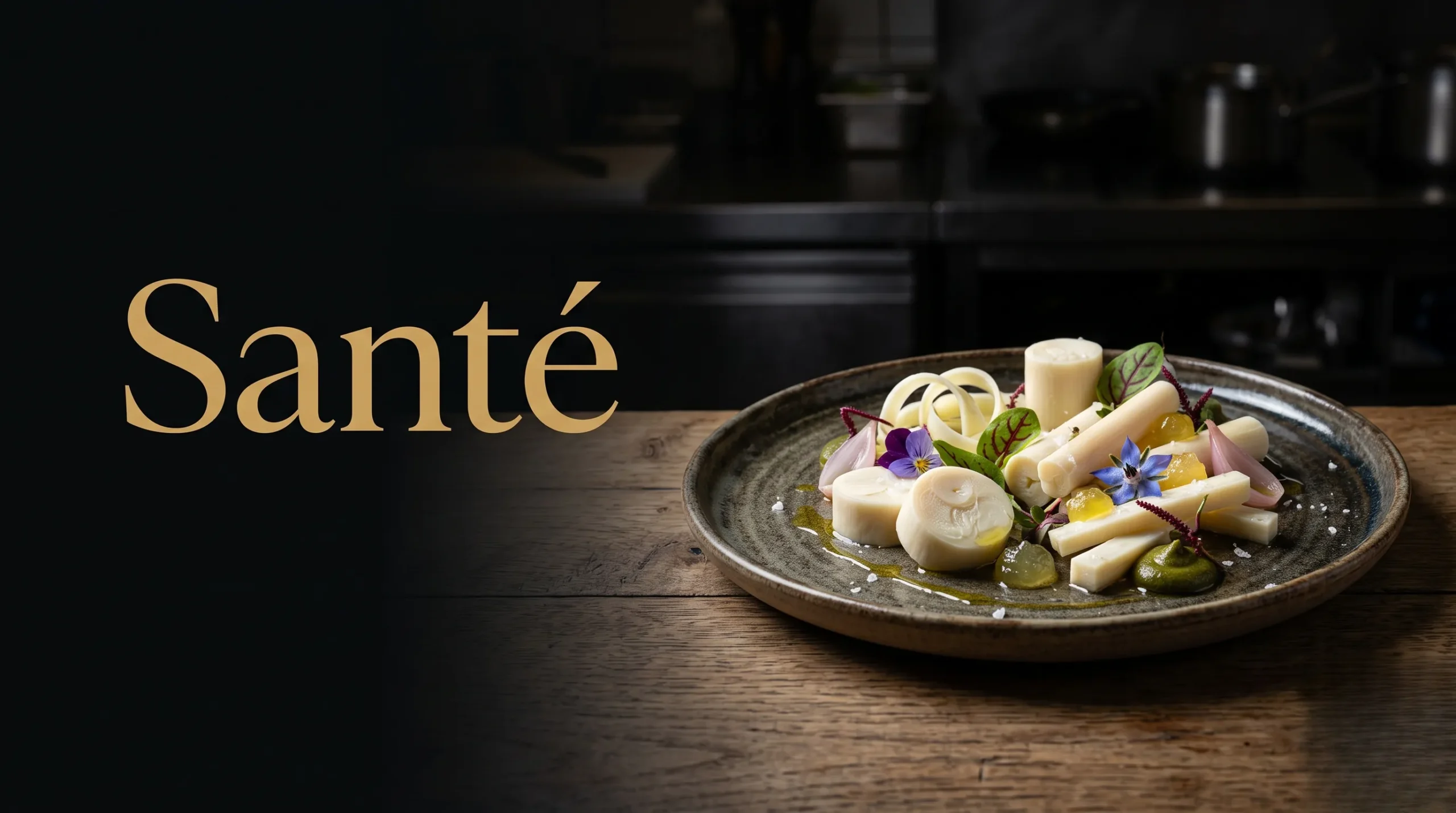 Photographie culinaire haut de gamme de cœurs de palmier avec éclairage studio et espace vide.