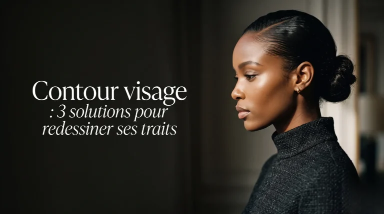 Profil de mannequin sculpté par une lumière rasante flatteuse idéal pour le contour visage