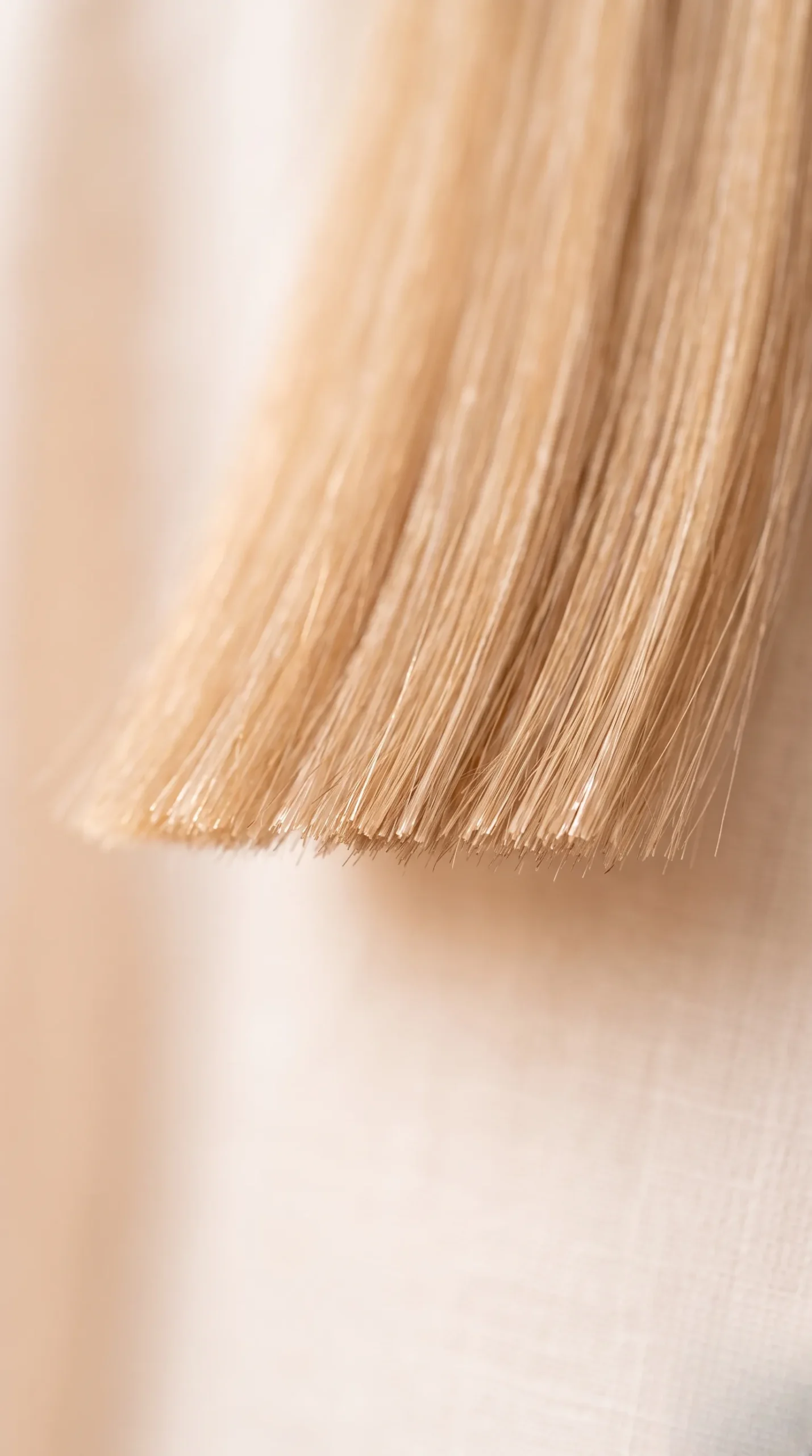 Gros plan sur la netteté d'une coupe droite pour pointes de cheveux fins.