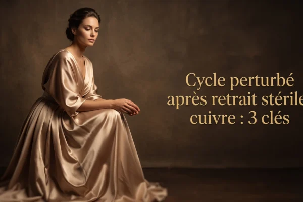 Tissu satiné aux nuances chaleureuses photographié pour aborder le cycle perturbé après retrait stérilet cuivre