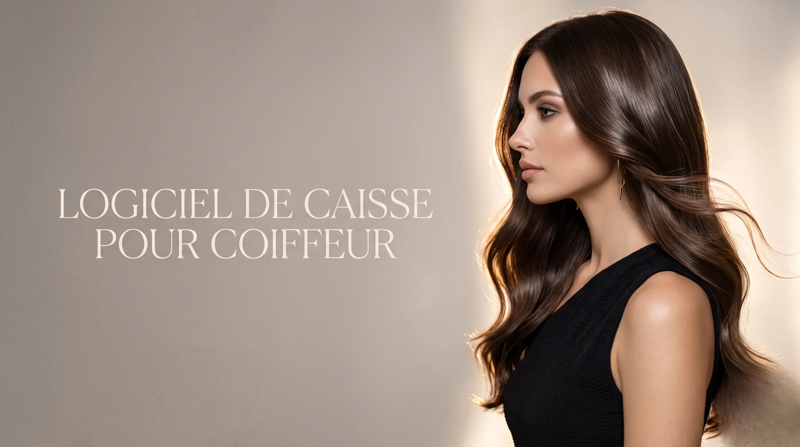 Comptoir de réception épuré en bois clair d'un salon de coiffure haut de gamme avec une tablette de caisse moderne et une touche délicate de fleurs vieux rose.