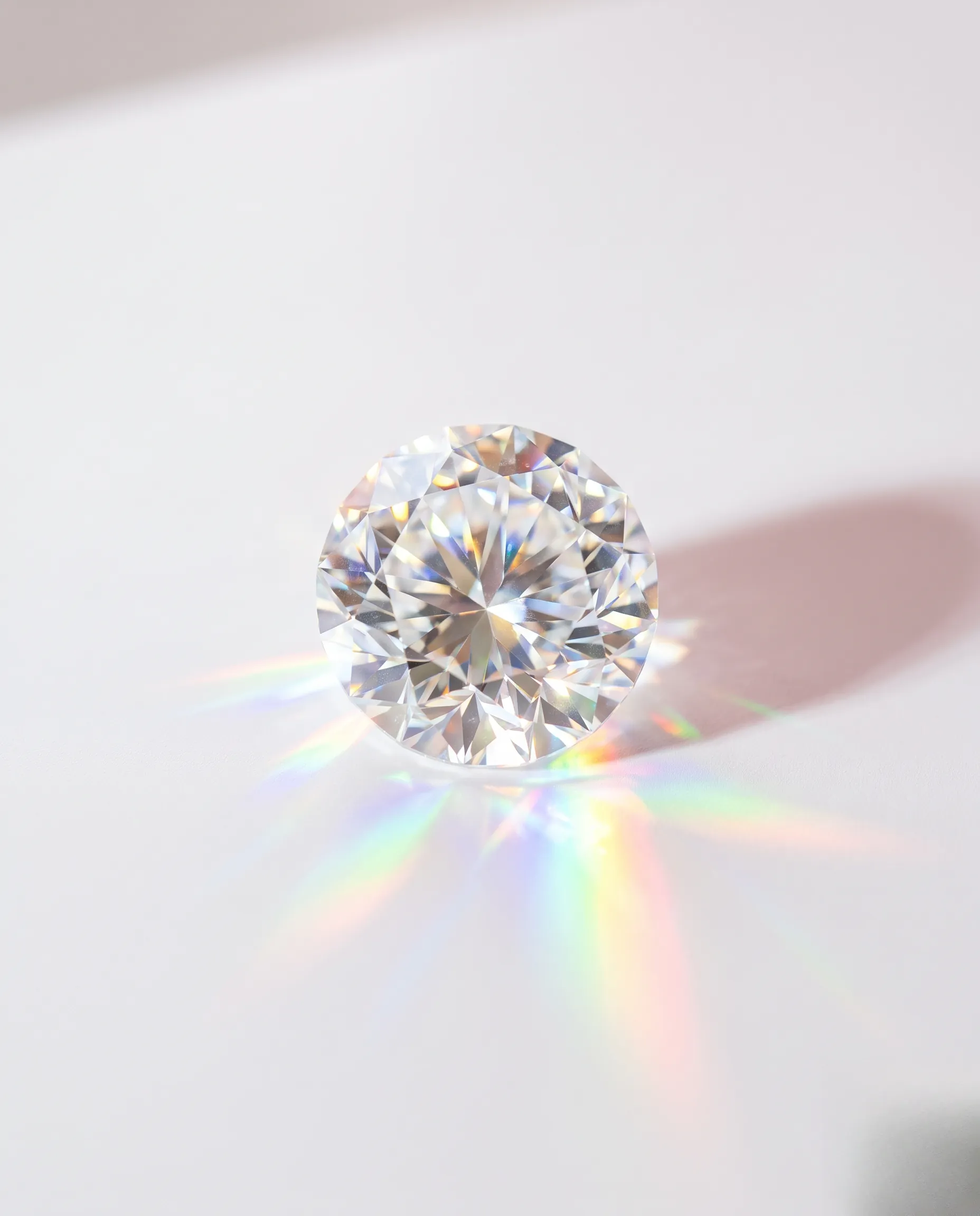 Jeu de lumière et réfraction prismatique à travers un strass dentaire Swarovski aux multiples facettes.