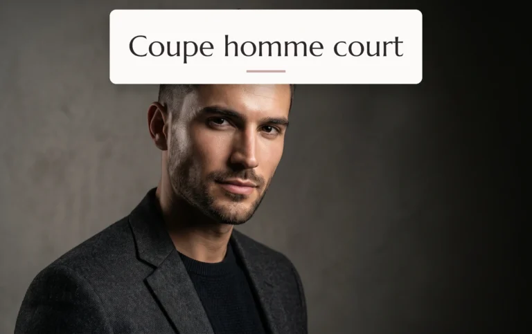 portrait studio sophistiqué d'un homme élégant présentant une coupe homme court moderne sous une lumière flatteuse