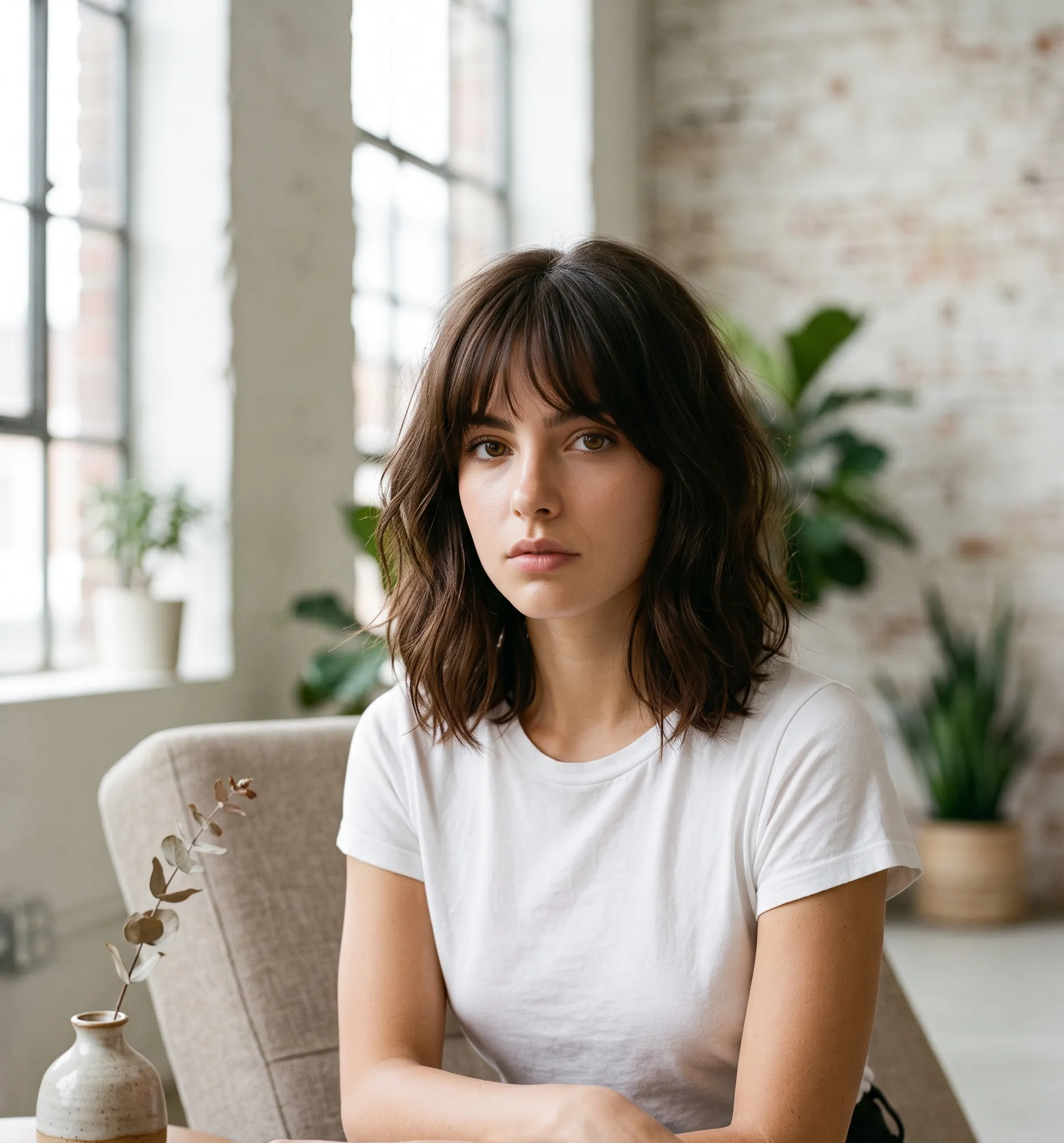 Accessoires de coiffure en soie et épingle dorée disposés sur une surface en marbre clair