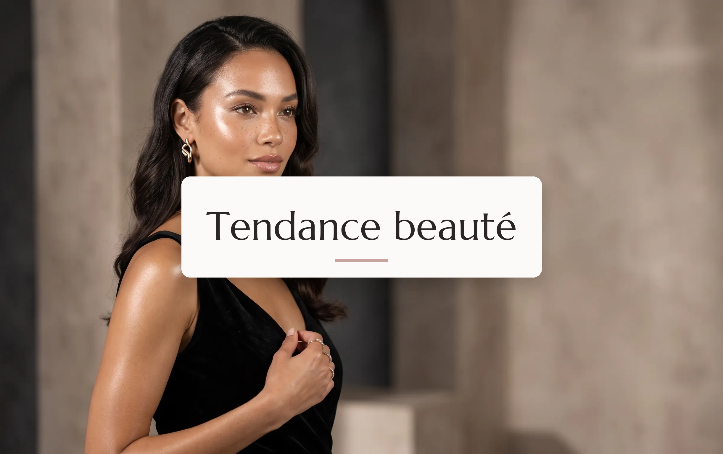 portrait d'une femme à la peau éclatante incarnant la nouvelle tendance beauté de l'année 2026